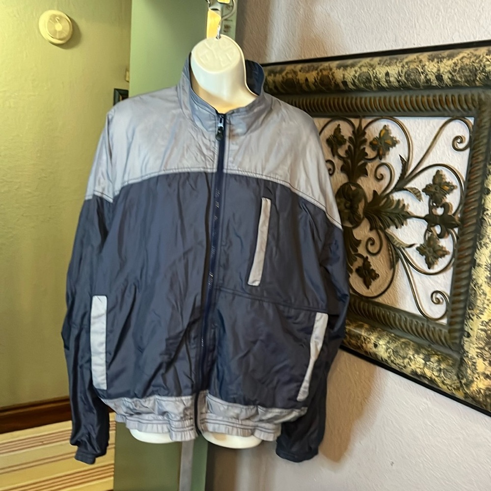 Nike Lined Windbreaker jacket- blue/ grey full zip - pockets- men’s Sz M
